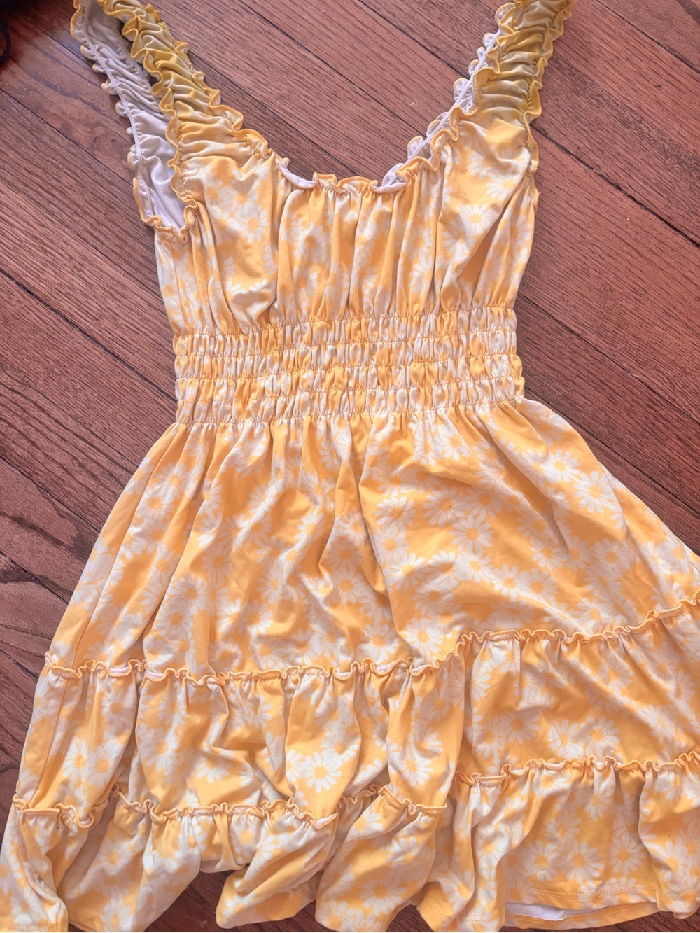 Urban Outfitters Yellow Daisy Ruffle Sundress